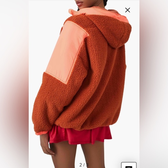 NWT Free People FP Movement Lead the Pack Fleece Neon Coral - Picture 3 of 12
